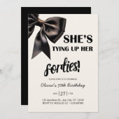 エレガントブラックボウ50番誕生日招待状 招待状 (正面/裏面)