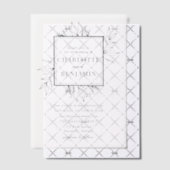 エレガントブラックボタニカルスクウェア結婚フレーム ベラム紙招待状 (オフセット (招待状))