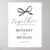 エレガントブラックボー結婚のウェルカムサイン ポスター (正面)