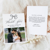 エレガントブラックボー結婚フォト サンキューカード