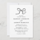 エレガントブラックボー結婚フォト 招待状 (正面)