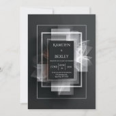 エレガントブラックミニマル結婚リストジオメトリック 招待状 (正面)