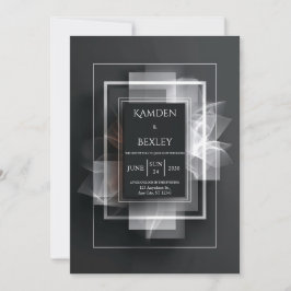 エレガントブラックミニマル結婚リストジオメトリック 招待状