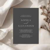 エレガントブラックミニマル結婚リストモダン 招待状