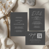 エレガントブラックミニマル結婚リストモダン 招待状