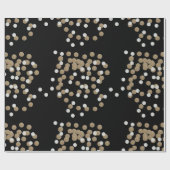 エレガントブラックモダン金ゴールド紙吹雪ホリデーパーティー ラッピングペーパー (フラット)