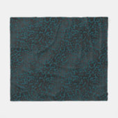 エレガントブラックレオパードアニマルプリントオンティール（緑がかった色） フリースブランケット (正面(横))