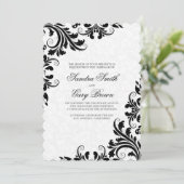 エレガントブラックレースホワイトダマ結婚ーズ 招待状 (スタンド正面)