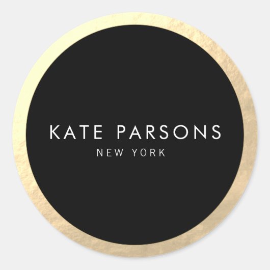 エレガントブラック金ゴールド縁どクラシックラウンドステッカー ラウンドシール (正面)