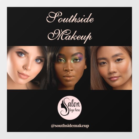 エレガントブラック3フォトスクエアメイクアップビジネス ウィンドウサイン (シート)