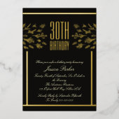エレガントブラック&ゴールデンフローラミニマル招待状 箔招待状 (正面)