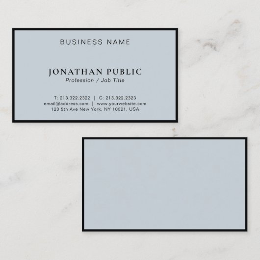 エレガントブラック&シルバーミニマモダンリストテンプレート 名刺 (正面/裏面)