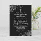 エレガントブラック&シルバーモダンカソリッ結婚クス 招待状 (スタンド正面)