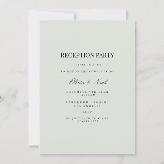 エレガントブラック&セージ披露宴招待状カード 招待状 (正面)