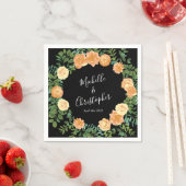 エレガントブラック&ピーチバラ結婚ズ スタンダードカクテルナプキン (インサイチュ)