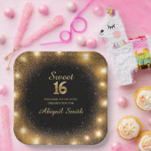 エレガントブラック&金ゴールドスパークル紙プレート ペーパープレート (パーティー)