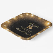 エレガントブラック&金ゴールドスパークル紙プレート ペーパープレート (傾斜あり)