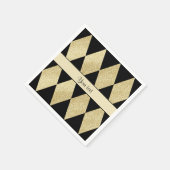 エレガントブラック&金ゴールドダイヤモンド スタンダードカクテルナプキン (角)