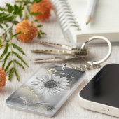 エレガントブラック&金ゴールドデイジーカスタム キーホルダー (正面右)