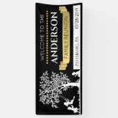 エレガントブラック&金ゴールドファパーソナライズされたミリ懇親会 横断幕 (縦)