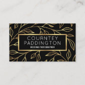 エレガントブラック&金ゴールドフローラモダンプロフェッショナル 名刺 (正面)