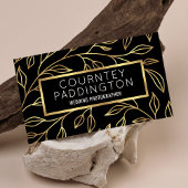 エレガントブラック&金ゴールドフローラモダンプロフェッショナル 名刺