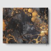 エレガントブラック&金ゴールドマーブル結婚ズゲストブック ゲストブック (裏面)