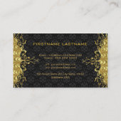 エレガントブラック&金ゴールドルックヴィンテージ金ゴールドレースフレーム 名刺 (裏面)