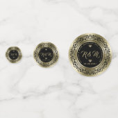 エレガントブラック&金ゴールド結婚の記念日 コンフェッティ (裏面)