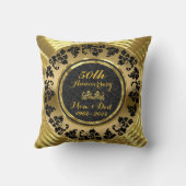 エレガントブラック&金ゴールド50結婚周年 クッション (裏面)