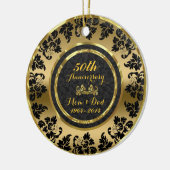 エレガントブラック&金ゴールド50結婚周年 セラミックオーナメント (左)