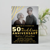エレガントブラック&金ゴールド50結婚周年 箔招待状 (立ち正面)