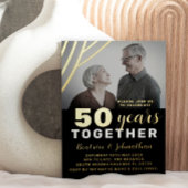 エレガントブラック&金ゴールド50結婚周年 箔招待状