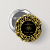 エレガントブラック&金ゴールド50結婚周年 缶バッジ (正面&裏面)