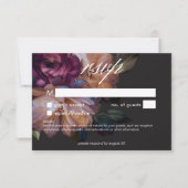 エレガントブラックMoodyフローラ結婚ズNo Dinner 出欠カード (正面)