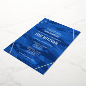 エレガントブラッシュストローク&スター・オブ・デイビッドバー（ユダヤ教の）バル・ミツバー 箔招待状 (回転した状態)