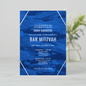 エレガントブラッシュストローク&スター・オブ・デイビッドバー（ユダヤ教の）バル・ミツバー 箔招待状 (立ち正面)
