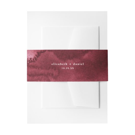 エレガントブルガンディ水パーソナライズされた色 招待状ベリーバンド (正面例)