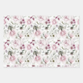 エレガントブルゴーニュとピンクの水彩植物学 ラッピングペーパーシート (正面3)