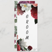 エレガントブルゴーニュとピンクの花予約チェア メニュー (正面/裏面)