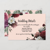 エレガントブルゴーニュとピンクの花 エンクロージャーカード (正面/裏面)