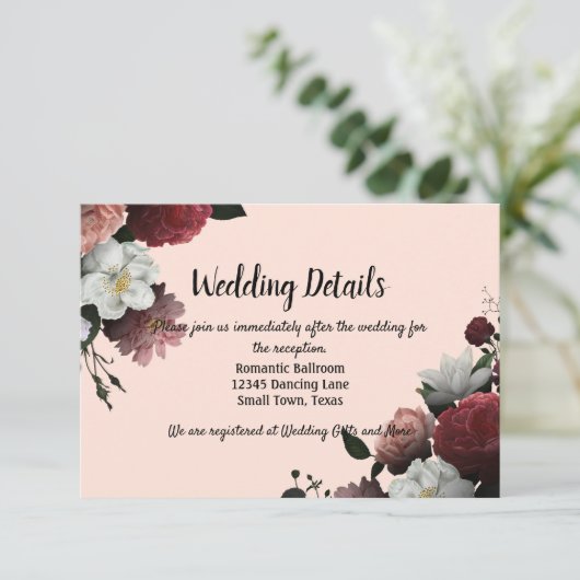 エレガントブルゴーニュとピンクの花 エンクロージャーカード (スタンド正面)