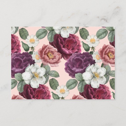 エレガントブルゴーニュとピンクの花 エンクロージャーカード (裏面)