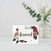 エレガントブルゴーニュとピンクの花 プレイスカード (スタンド正面)