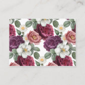 エレガントブルゴーニュとピンクの花 プレイスカード (裏面)