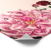 エレガントブルゴーニュとピンクの花 ポスター (角)