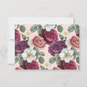 エレガントブルゴーニュとピンクの花 出欠カード (裏面)