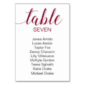 エレガントブルゴーニュとブラック結婚のシーティングチャート テーブルナンバー (裏面)