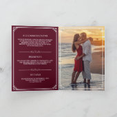 エレガントブルゴーニュとホワイトモノグラム結婚の 招待状 (内部)