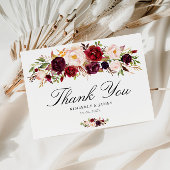 エレガントブルゴーニュと赤面の結婚フローラはユー感謝していズ ポストカード